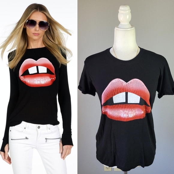 Tops - LAUREN MOSHI // Ltd Ed Edda short sleeve gap tooth lips soft vintage feel tee